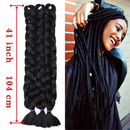 Snoilite Synthetic Jumbo Braiding Hair Extension 41Inch Long Hair Braids for DIY Box Twist Hair 165g/pcs Women Braiding Ponytail