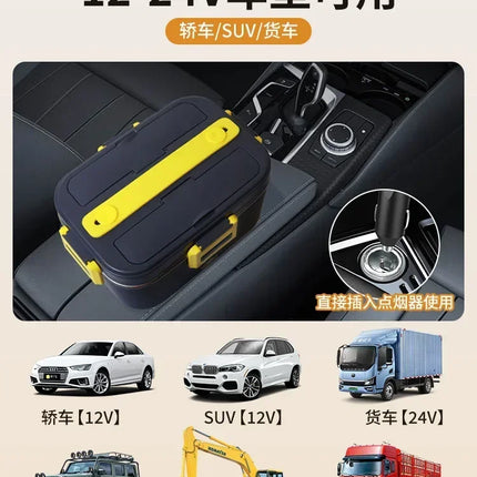 12V 24V Car Electric Lunch Box Portable Heating Rice Cooker Truck Food Warmer Insulated Cooking Pot for Hot Meal