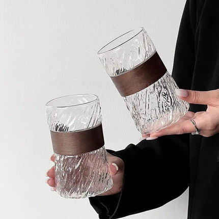 2Pcs heat-resistant glass hanging ear coffee cup transparent with cup cover ice American cup retro high value high borosilicate