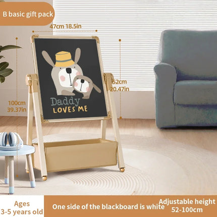 Children's magnetic dust-free drawing board, household small blackboard with stand, erasable doodle whiteboard for babies