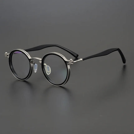 Top Quality Retro Round Glasses Frame Japanese Handmade Titanium Ultralight Men Eyeglasses Women Eyewear Acetate Korean Fashion