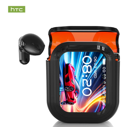 HTC NE20 TWS Bluetooth 6.0 Earbuds Smart LCD Touchscreen Real-Time AI Translation ENC Noise Reduction HiFi Audio for Sport