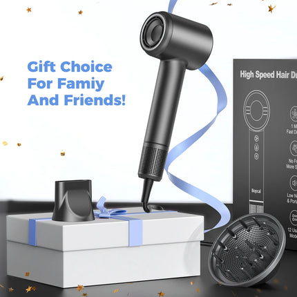 Low Noise High Speed Hair Dryer 4 Heat 3 Speed Settings Lightweight Portable Ionic Blow Dryer with Diffuser for Women Men