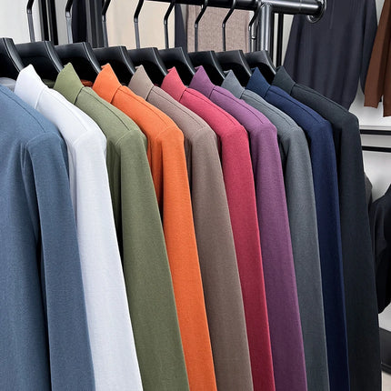 100% pure cotton autumn and winter men's fashion sports brand embroidered pony long sleeved POLO shirt business casual T-shirt