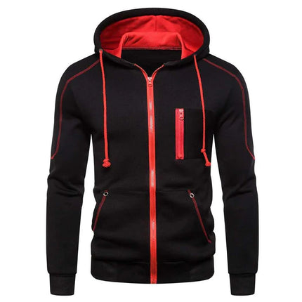 Men's Long Sleeve Zip Up Hoodie Casual Athletic Sweatshirt Hooded Jacket with Pockets Spring Fall Warm Fleece Lined Coat Outwear