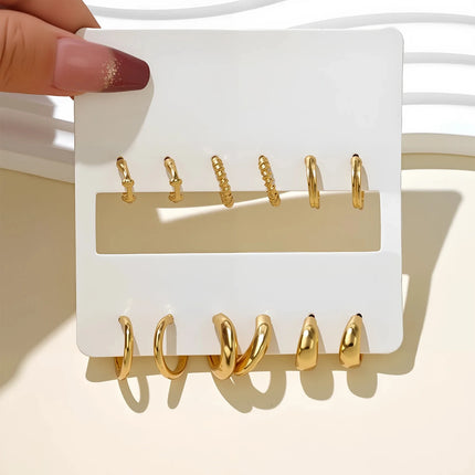 Metallic C Shape Textured Hoop Earrings Vintage Twist Women Accessories