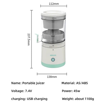 Wireless USB Rechargeable Electric Juicer - Automatic Citrus Lemon Orange Squeezer Fresh Blender Mixer for Home Kitchen Travel