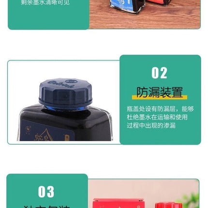 4 Colors Non-Carbon 48ml Bottle Fountain Pen Ink,Black, Blue, Red,Dark Blue,Non-Erasable, Office And School Supplies