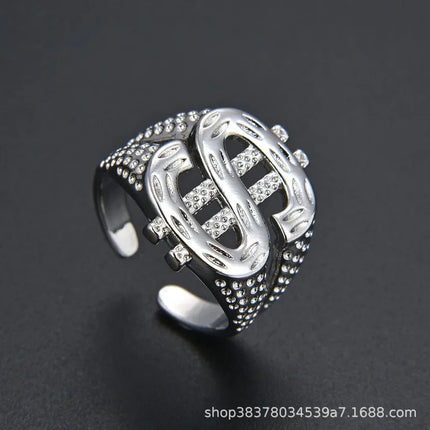 Hot selling  trendy exaggerated hip-hop dollar sign ring personalized design simple and versatile classic and chic ring