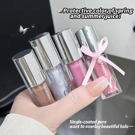 Brown Glitter Lip Glaze Lasting Shimmer Mirror Water Lip Gloss Waterproof Jelly Plumping Lipstick Make Up Moisturizing Lip Tint