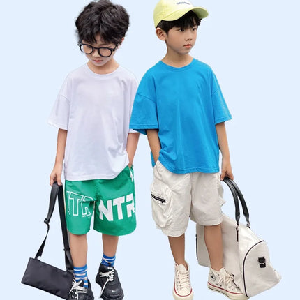 1pcs Summer Pure Cotton Boys Girl Solid Color Tees Fashion Top Childrens Short Sleeve Clothes T-shirts Child Loose Casual Tshirt