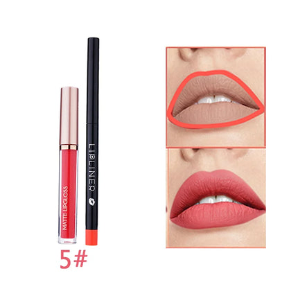 12 pieces of matte liquid lipstick+lipliner set, pigment velvet nude color waterproof long-lasting lip gloss makeup gift set