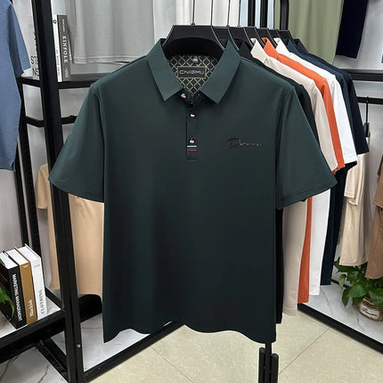 Luxury Man Short-Sleeved Polo Shirt Lapel Button Letter Embroidery Spring Casual Elegance T-Shirt Simple Business Men's Clothing