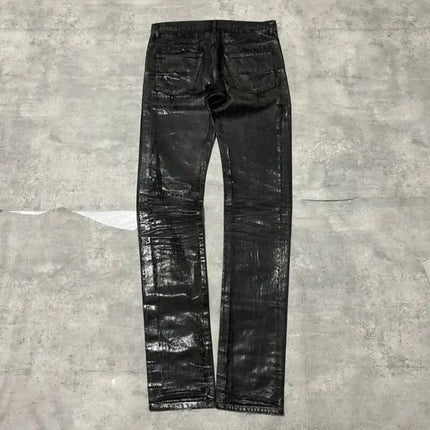 HKSH Autumn New Men Tide Dark Vintage Stylish Damage Waxed Denim Pants Handmade Hole High Street Jeans Straight Chic Ins HK17722