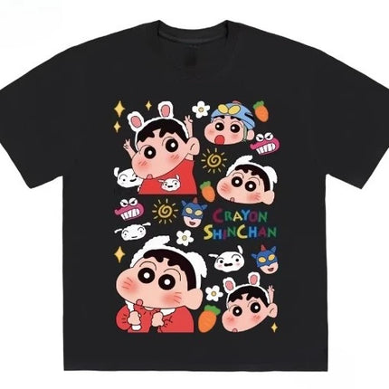 Miniso 2026 Cute Crayon Shin Chan Printed T-shirt Casual Loose Round Neck Short-sleeve Fashionable Streetwear Hot Selling