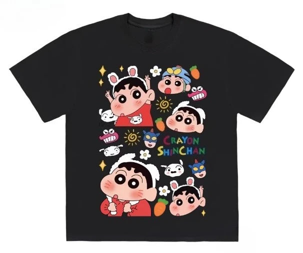 Miniso 2026 Cute Crayon Shin Chan Printed T-shirt Casual Loose Round Neck Short-sleeve Fashionable Streetwear Hot Selling