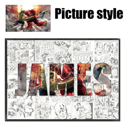 Personalised Custom NAME Word Art Print Marvel Superhero Character Posters Avenger Canvas Painting Wall Art Customize Home Decor