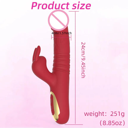 2 in 1 Rabbit Vibrator Automatic Telescopic Rotation G-Spot Clitoris Stimulator Female Dildo Sex Toys Goods for Women Adults 18