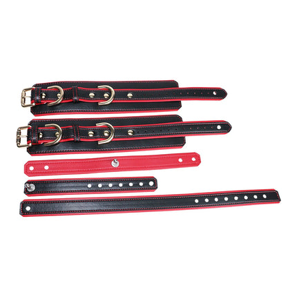 YOCY BDSM restraint set adult leather restraint sets,handcuffs,ankle cuffs, collars, neck covers, sex toys, role-playing props