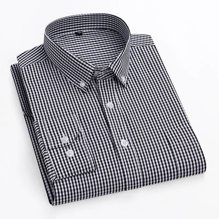 Thin Spring Summer 100% Cotton Shirts for Men Long Sleeve Checkered Dress Shirt Mens Blue Green  Men Clothing  Button Up Shirt