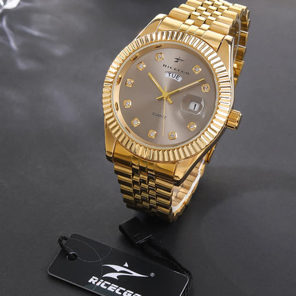 Classic Men's Steel Strap Luxury Wristwatch Business Calendar Stainless Steel Round Male Quartz Watches Clock Wristwatches ﻿