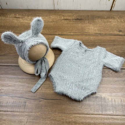 Newborn Photography Props Knitted Outfit Rabbit Doll Baby Cosplay Glasses Baby Photoshoot Props Accessories