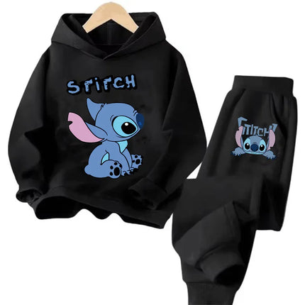 Manga Children Hoodies Stitch Kawaii Pullover Sweatshirt Anime Trucksuit Manga Cartoons Girls Boy Kids Autumn Casual Clothes