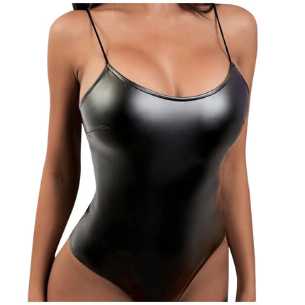 Women Sexy PU Leather Bodysuit Erotic Lingerie Bdsm Sexual Outfit Strappy Fetish Baby Doll Underwear Gothic Erotic Costumes