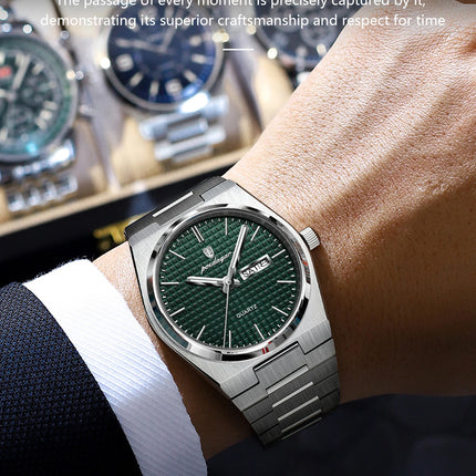 POEDAGAR Luxury Original Men's Watch Waterproof Stainless Steel Luminous Men's Wristwatch Date Week Quartz Fashion Watches For Men