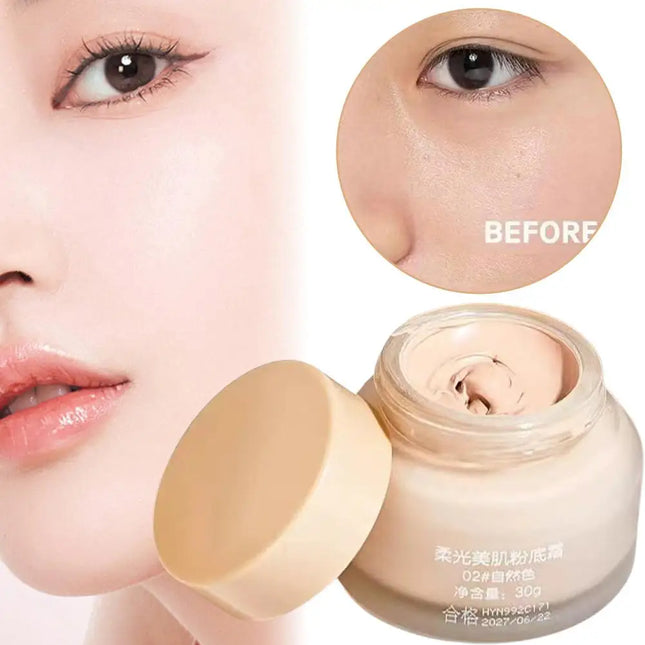 Soft Glow Foundation Cream Waterproof Sweat-Resistant Long-Lasting Makeup Concealing Moisturizing Liquid Foundation