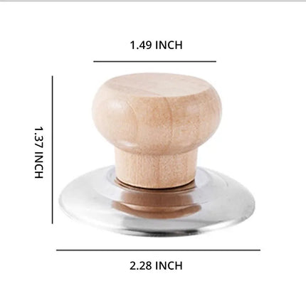 1PC Solid Wood Lid Handle Stainless Steel Pot Twist Pot Cap Anti-scalding Round Wooden Handle Kitchenware Cookware Accessories