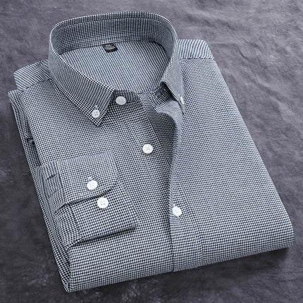 Fashion Men's Oxford Shirt Long Sleeve Spring And Autumn Casual 100% Cotton Stripe Solid Plaid Button Down Business Man Clothing