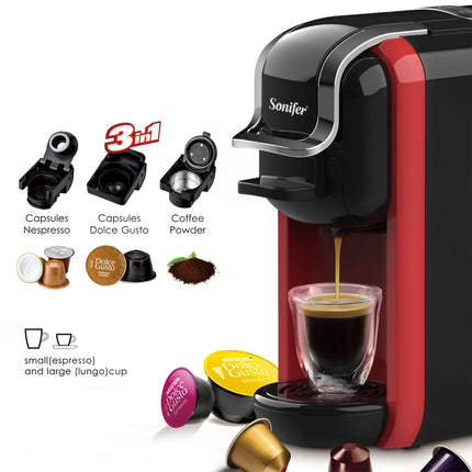 Italian Espresso Electric Coffee Capsule Machine 3 in 1 For Nestle Capsules Kitchen Appliances 19 bar Coffee Machine Sonifer