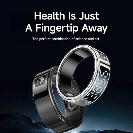 New Smart Ring SR08 LED Display Sleep Health Monitoring 5ATM Waterproof Charging Case Multi Sports Modes Ring For Men Women Gift