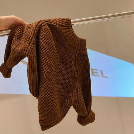 Autumn Winter Children Thicken Knitwear 2-6T Kids Boys Girls Sweater Simplicity Half High Collar Knit Pullover Outwear
