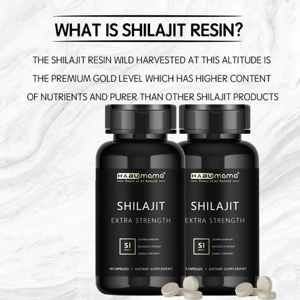 Shilajit Capsule 100% Pure Non-GMo Supports Reproductive Health Natural Energizer
