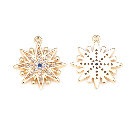 18K Gold Color Brass  Zircon Star Charms Pendants Jewelry Necklaces Earrings Bracelets Making Supplies Diy Findings Accessories