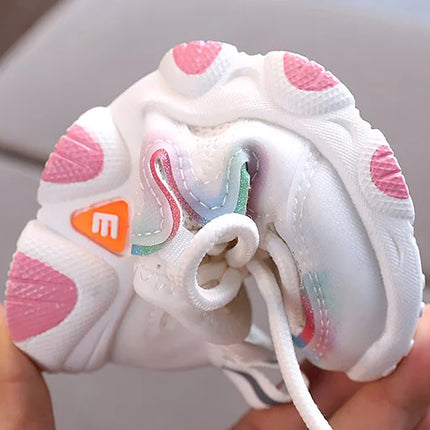 2022 Breathable Toddler Boy Sneakers Stretch Fabric Fashionable Baby Running Shoes Pink School Girl Sports Shoes Sneakers