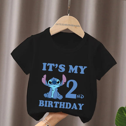 It's My 1 2 3 4 5 6 7 8 9 Years Birthday Boys Girls T-shirt Lilo & Stitch Print Cartoon Cute Kids Clothes Baby Children T-Shirts