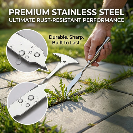 Manual Stainless Steel Weed Puller L Shaped Garden Hand Tool Efficient Weed Remover for Lawn Patio Yard
