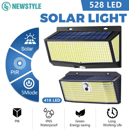 528LED Solar Lights Motion Sensor Outdoor 5 Modes Security Light Waterproof Solar Powered Flood Lights Outside Yard Wall Garden
