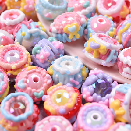 Mixed Cartoon Mini Cake Ice Cream Charms Bulk Random Hand Painted Angel Wing Heart Hot-air Balloon Spacer Beads Jewelry Making