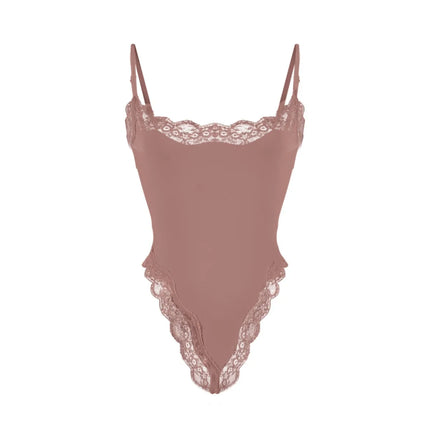 Lace Camisole Bodysuit Women Solid Sleeveless Backless Body Shaper Jumpsuit One Piece Sexy Slim Bodycon Rompers Summer Tank Tops