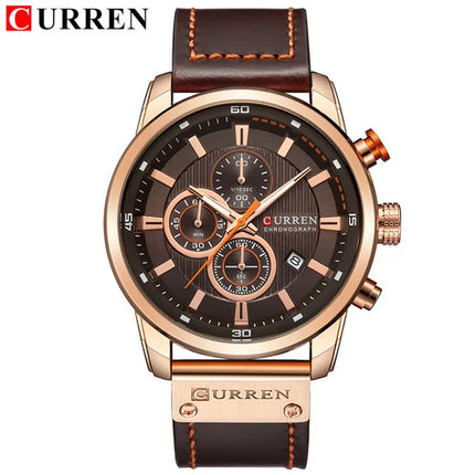 CURREN 8291 Mens Quartz Chronograph Watch Casual Leather Military Sport Fashion Gentleman Wristwatch