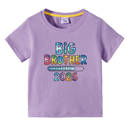 Children's T-shirts 2026 New Design Original Letter Kids Fasion Tops Big Brother Printed Boys Pure Cotton Tees Kids O-Neck Tops