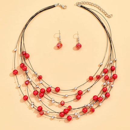 3 Pieces Of Women's Trendy Colorful Beaded Earrings, Necklaces, Jewelry Sets, Weddings, Banquets, Parties, And Holiday Gifts8776