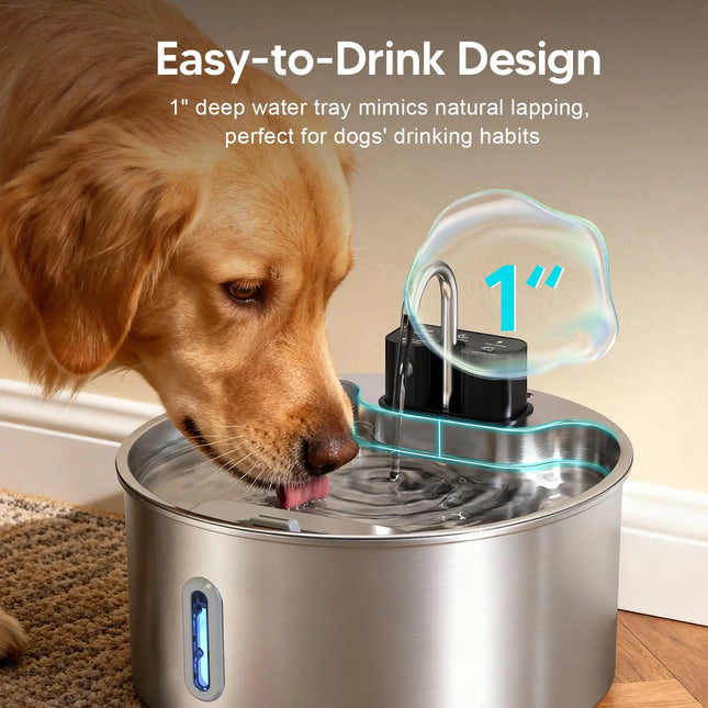 7L Cordless Cat Water Fountain Battery Powered Cordless Stainless Steel Pet Water Fountain Rechargeable Built-in Motion Sensor