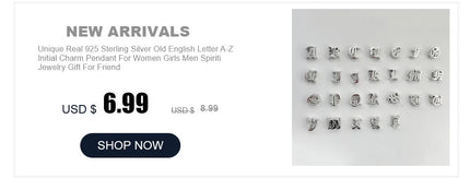 Unique Real 925 Sterling Silver Old English Letter A-Z Initial Charm Pendant For Women Girls Men Spiriti Jewelry Gift For Friend