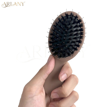 ARLANY Matte Boar Hair Extension Brush with Nylon Gentle Anti-Static Detangler for Hair Extensions Paddle Brush Hairbrush