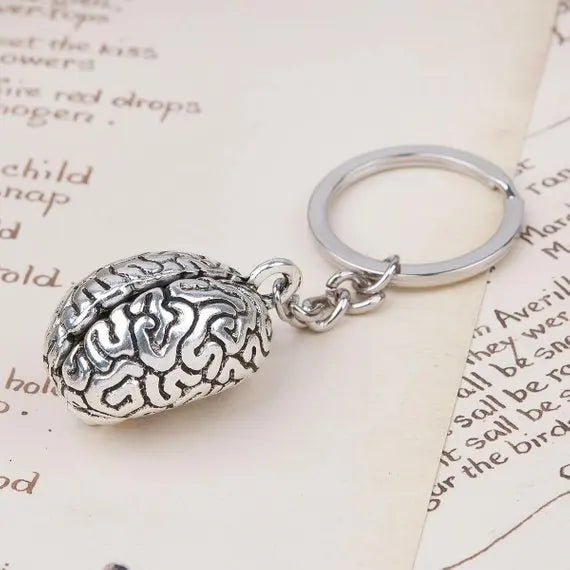 Human Brain Human Organs Body Parts Zombie Halloween Keychain stainless steel keyRing women man jewelry accessories pendant